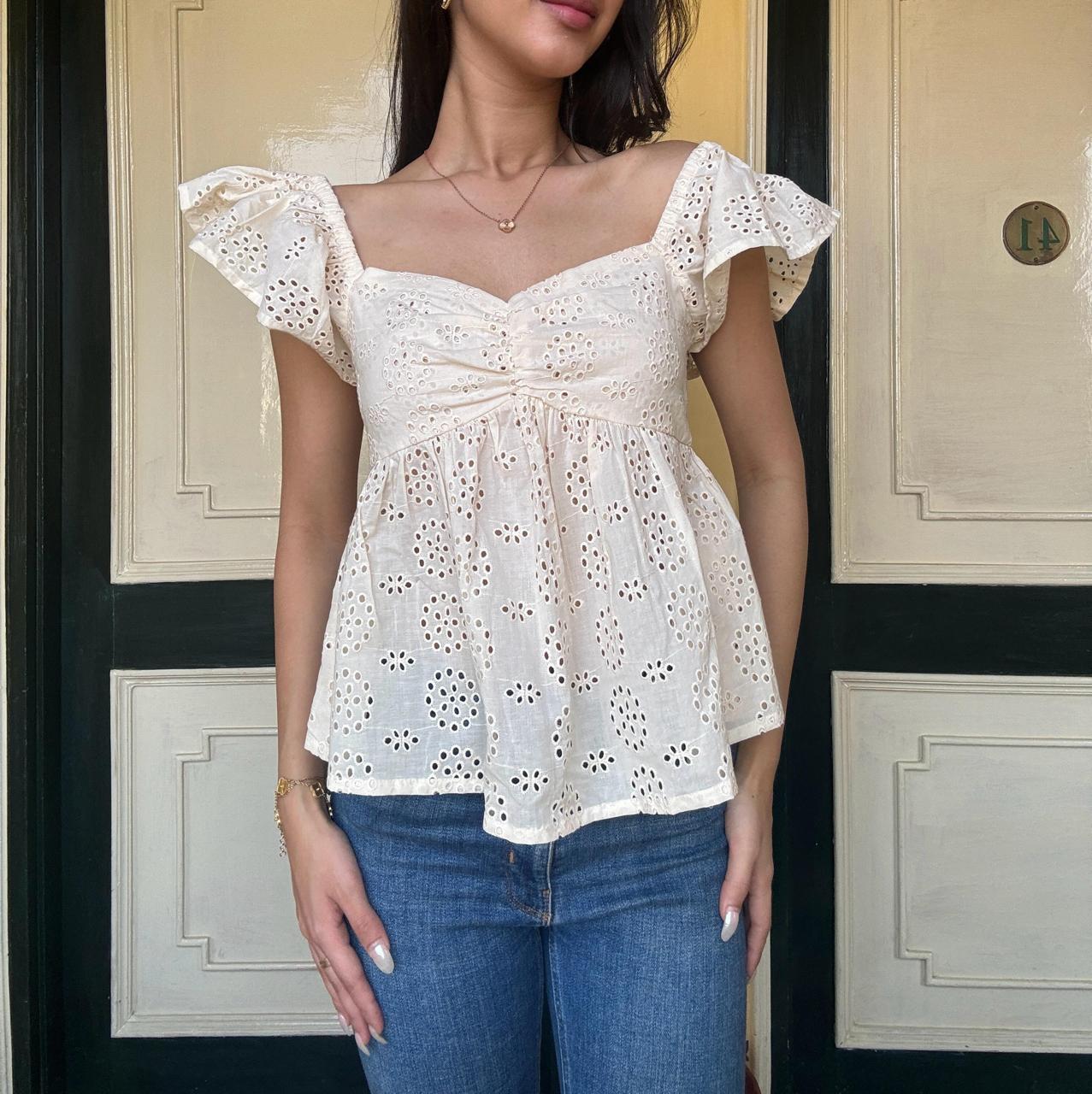 Cream Eyelet Top (S-XL)