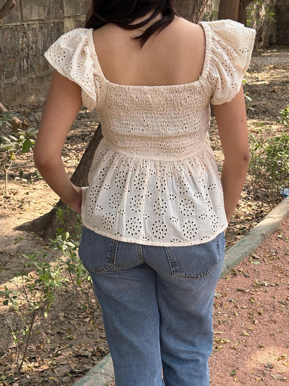 Cream Eyelet Top (S-XL)