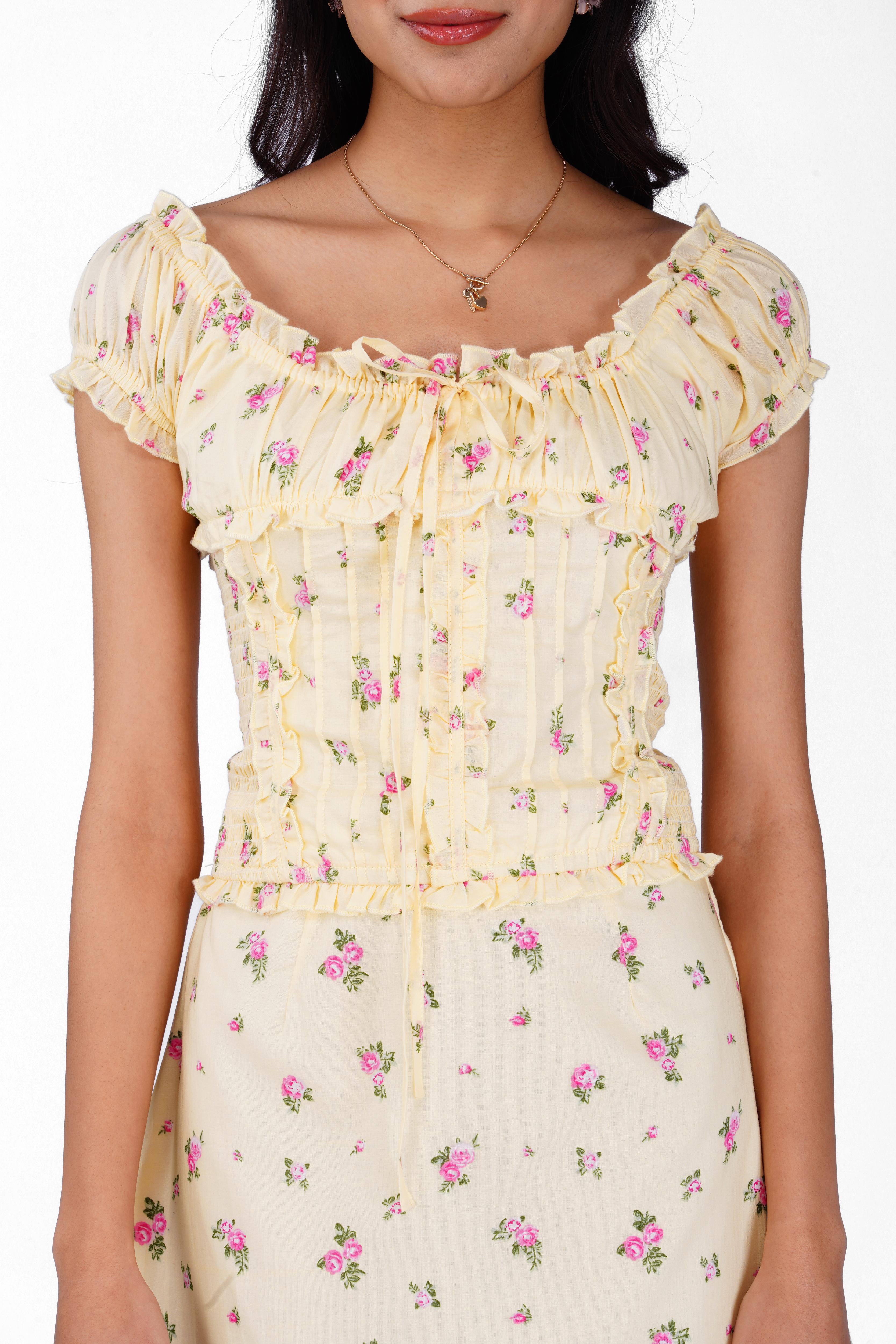 Daisy Square Neck Top in Floral