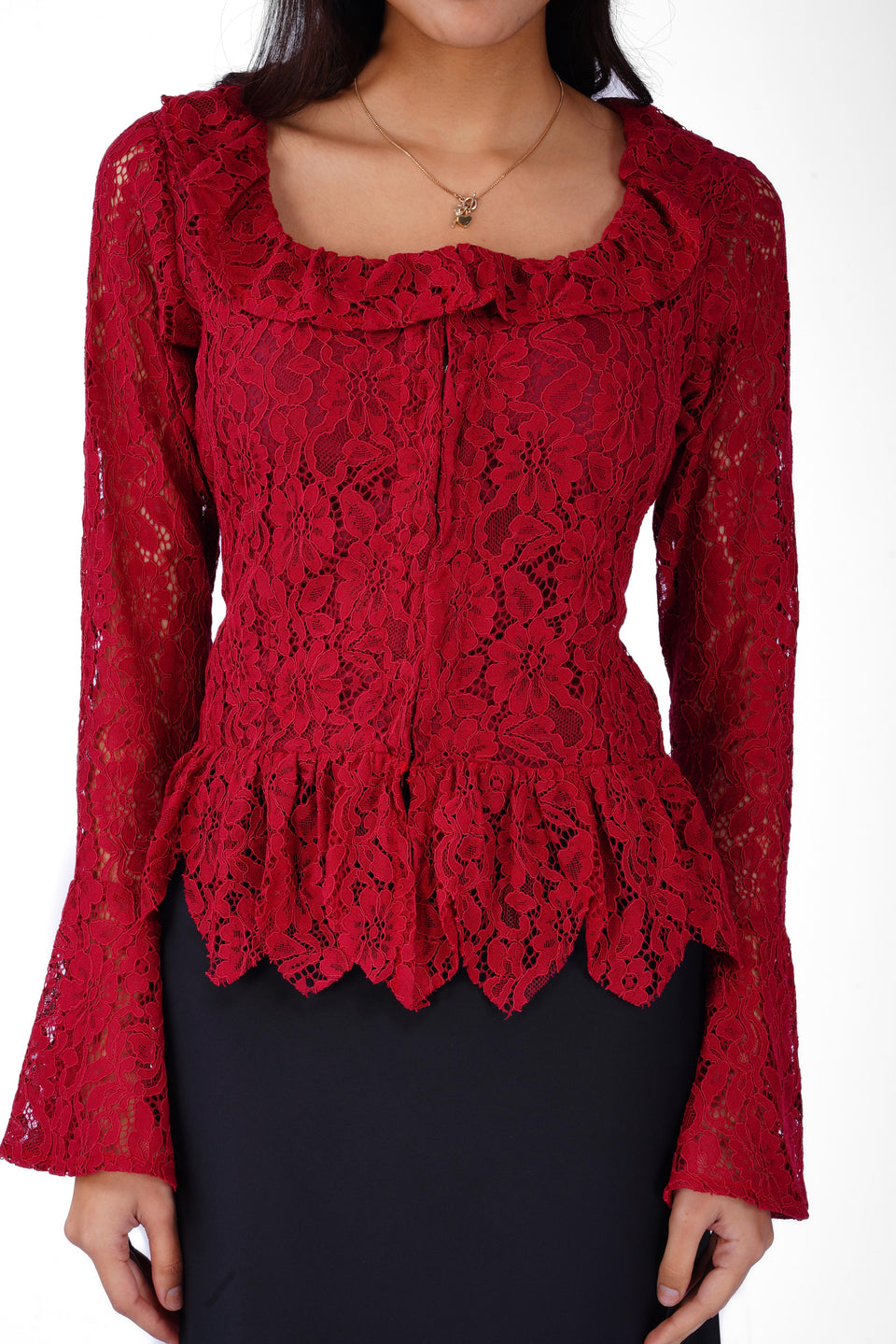 Juliette Lace Corset Top in Crimson