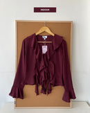 Juliette Ruffle Top in Burgundy