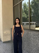 Gigi Classic Linen Pants in Navy