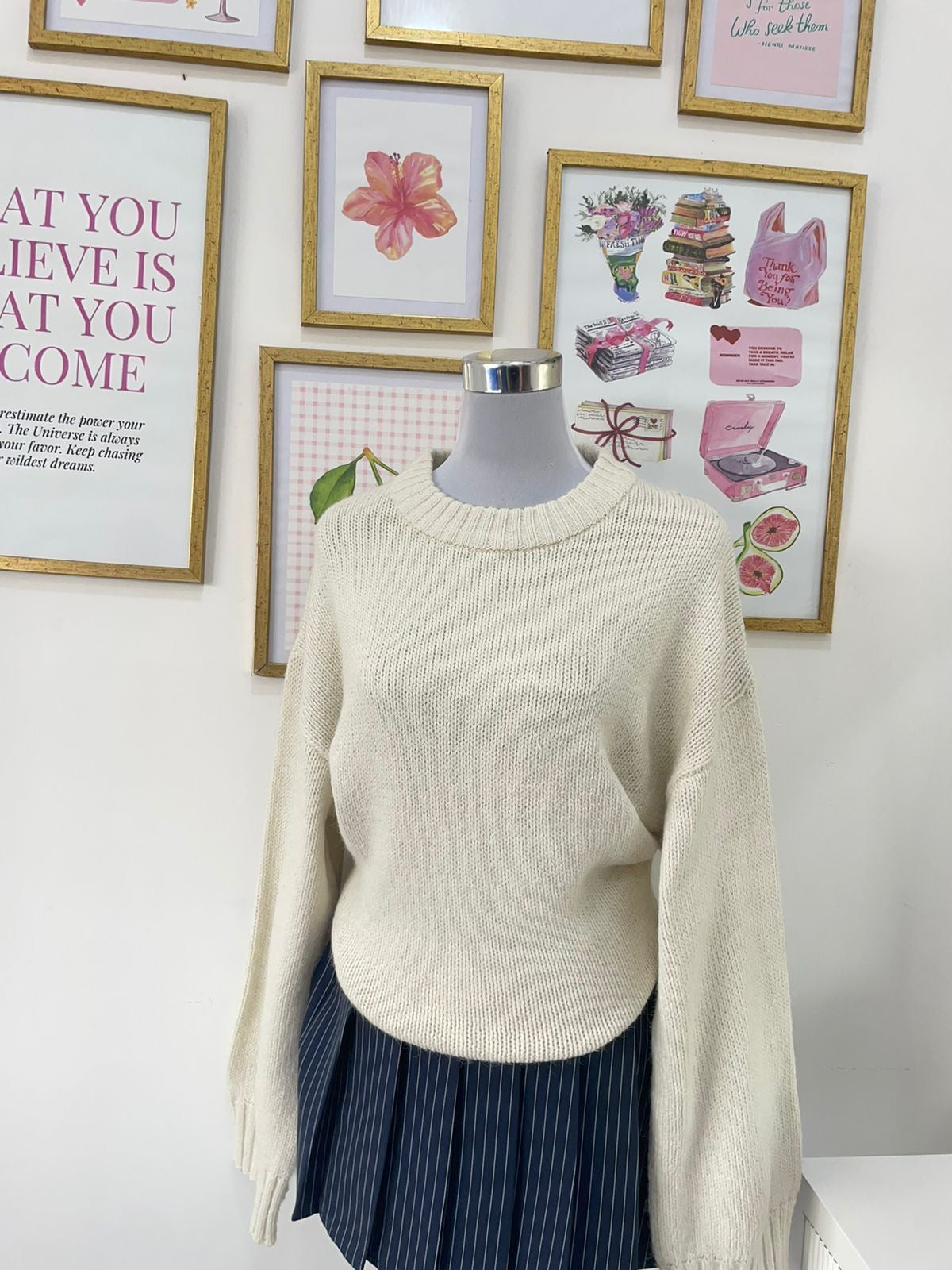 Cream Chunky Pullover (L-4XL)