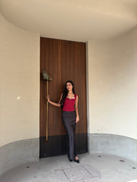 Celine Polka Dot Satin Skirt in Black