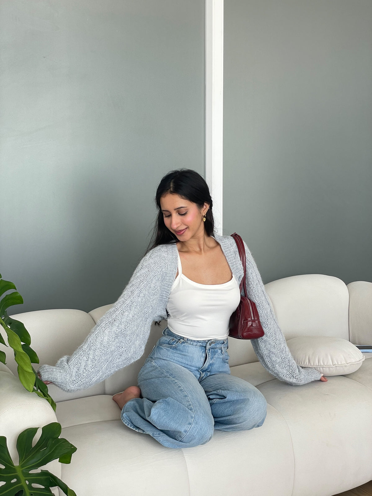 Cable Knit Bolero in Grey