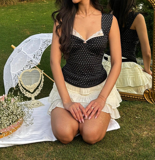 Belle Sculpting Top in Polka Dot