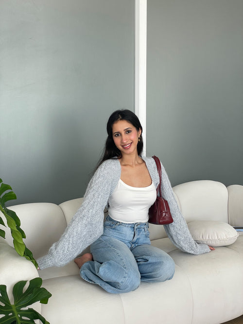 Cable Knit Bolero in Grey