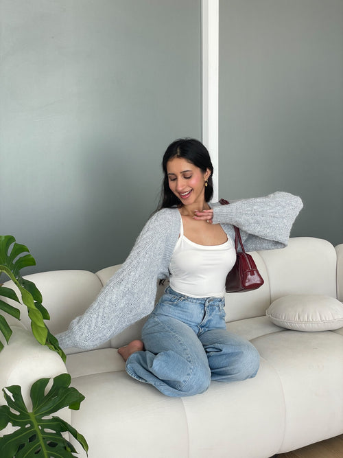 Cable Knit Bolero in Grey
