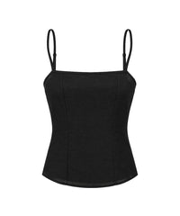 Linen Cami Top in Black