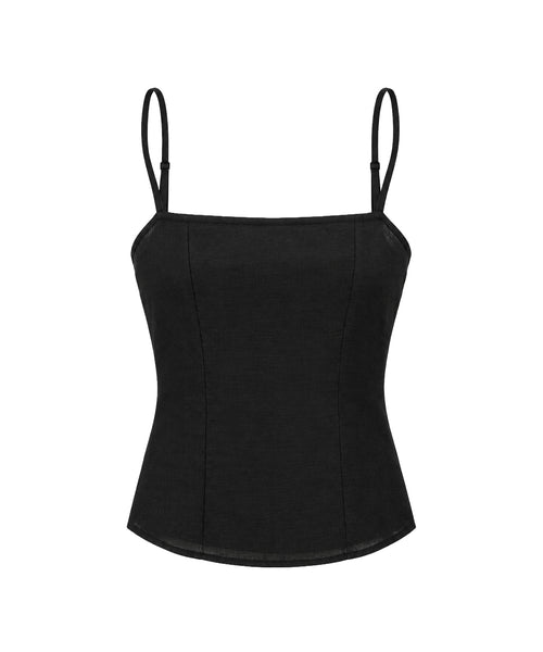 Linen Cami Top in Black
