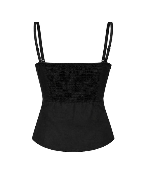 Linen Cami Top in Black