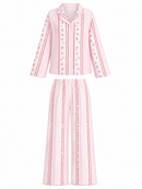 Amour Night Suit Set in Pink Hearts