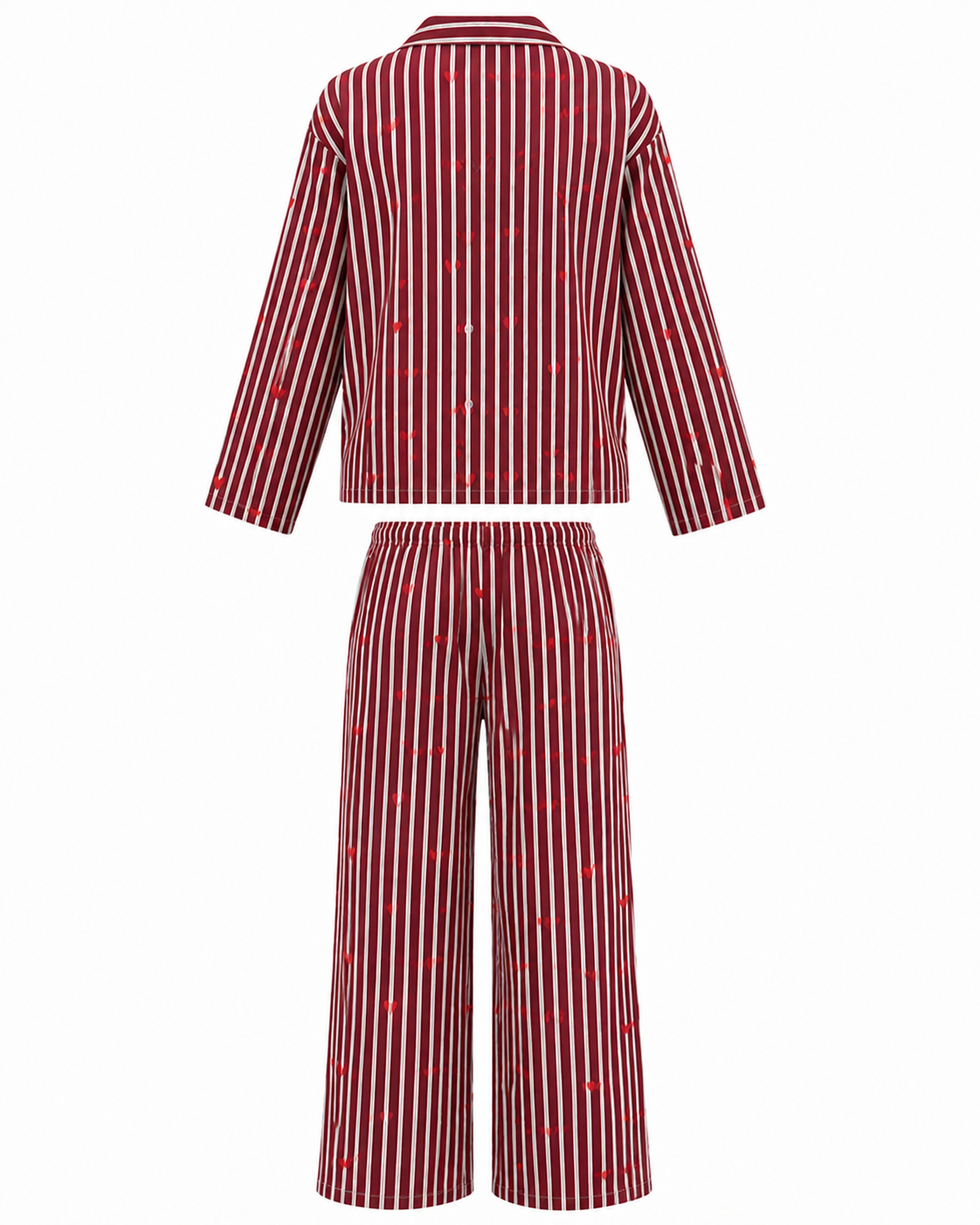 Amour Night Suit Set in Burgundy Hearts