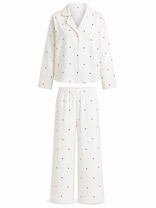 Amour Night Suit Set in White