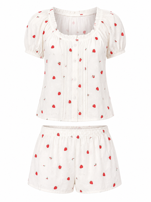 Cozy Strawberry Pinstripe Set
