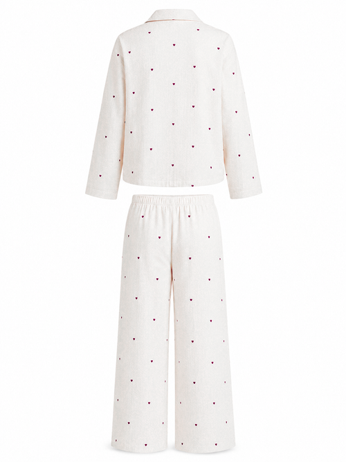 Amour Night Suit Set in White