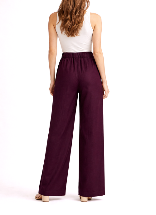 Gigi Classic Linen Pants in Burgundy