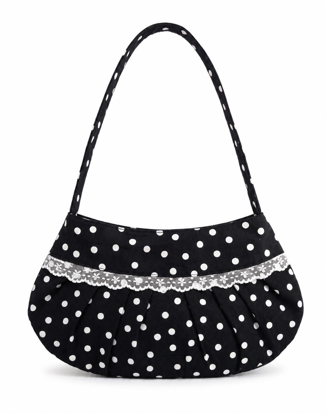 Lucy Shoulder Bag in Black Polka Dot