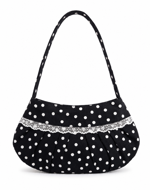Lucy Shoulder Bag in Black Polka Dot