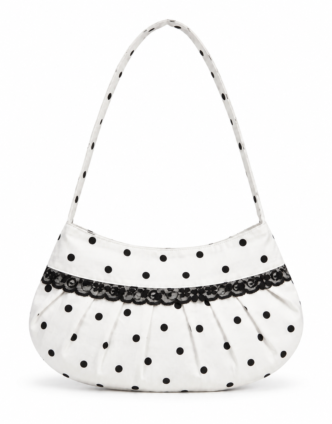 Lucy Shoulder Bag in White Polka Dot