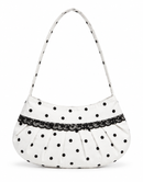 Lucy Shoulder Bag in White Polka Dot