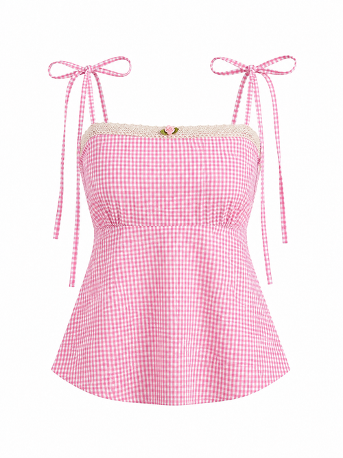 Lucy Top in Pink Gingham