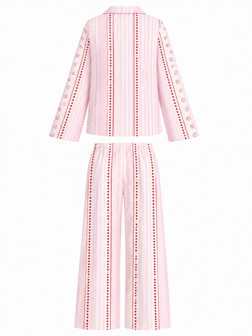 Amour Night Suit Set in Pink Hearts
