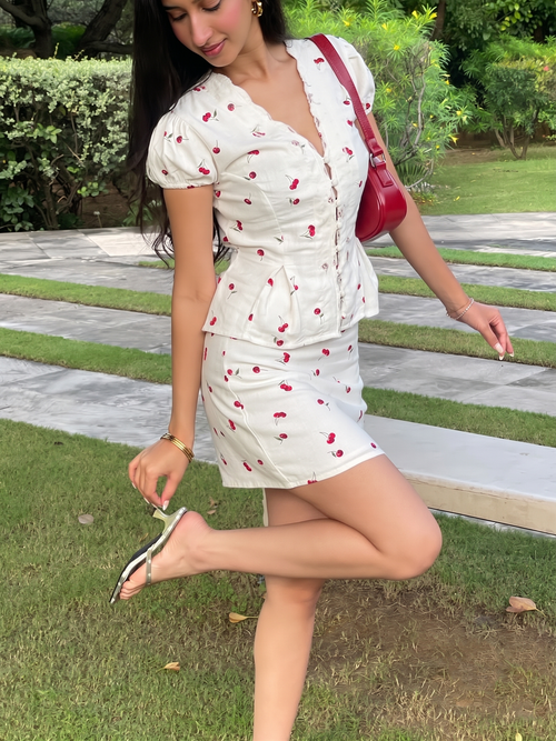 Eleanor Mini Skirt in Cherry