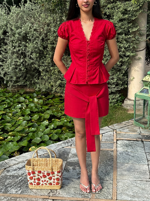 Eleanor Mini Skirt in Crimson