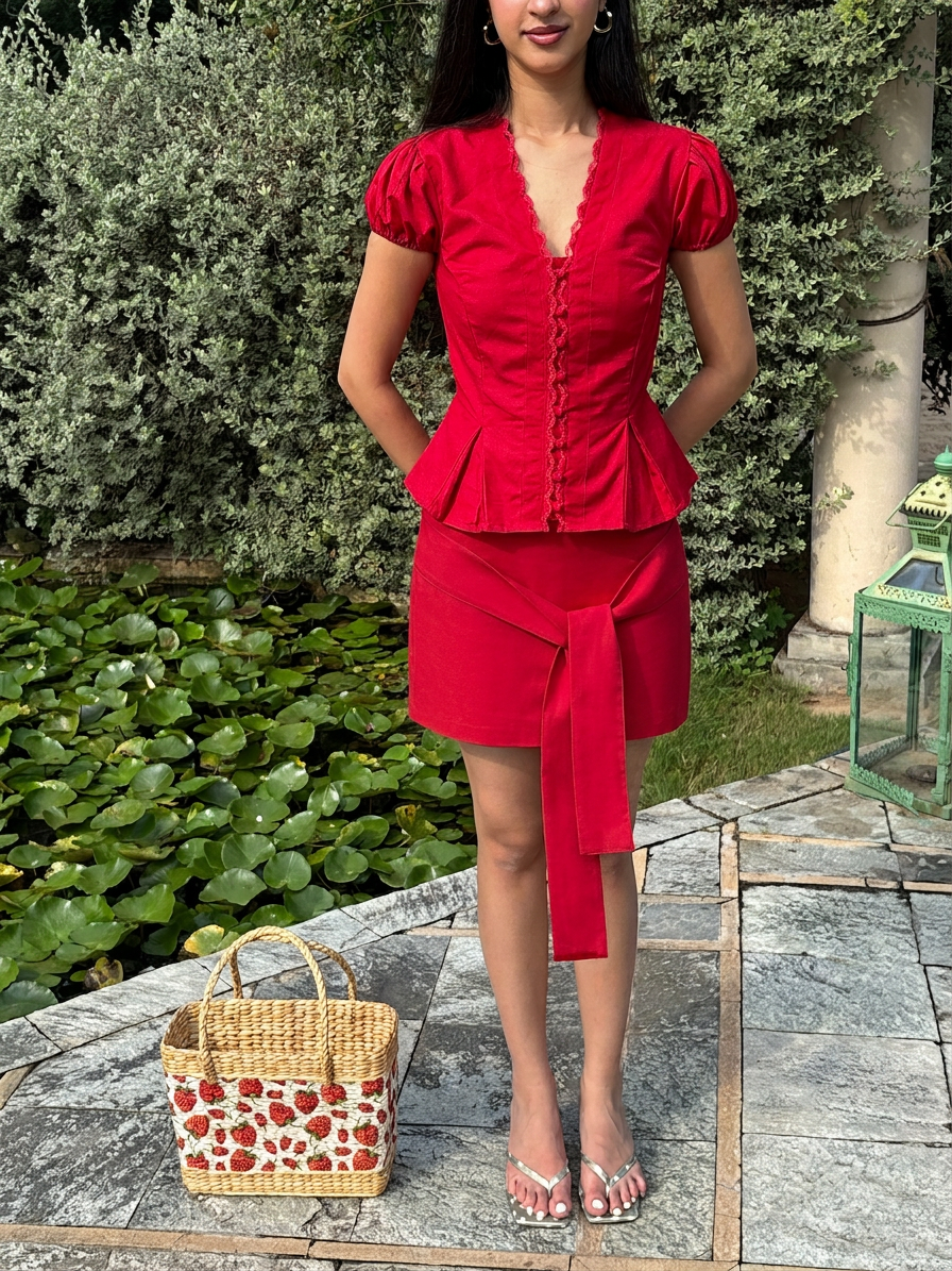 Eleanor Mini Skirt in Crimson