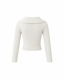 Cable Knit Zip Cardigan in Cream