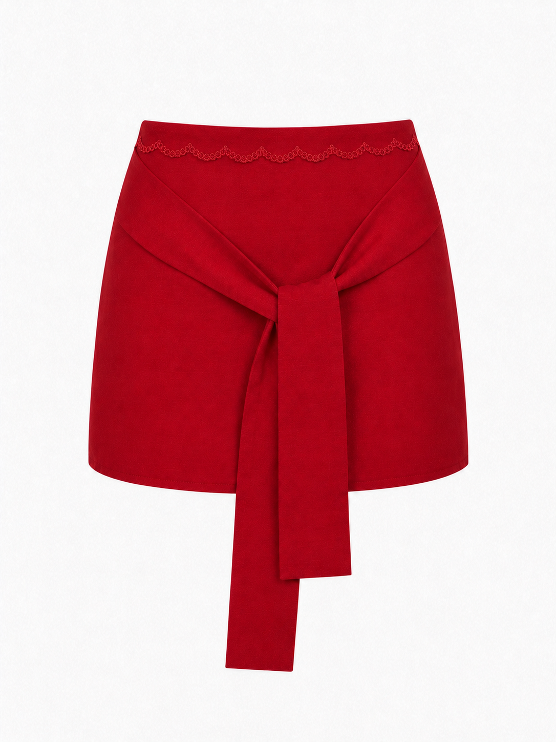 Eleanor Mini Skirt in Crimson (with lace)  - SAMPLE