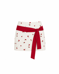 Eleanor Mini Skirt in Cherry (with tie) - SAMPLE