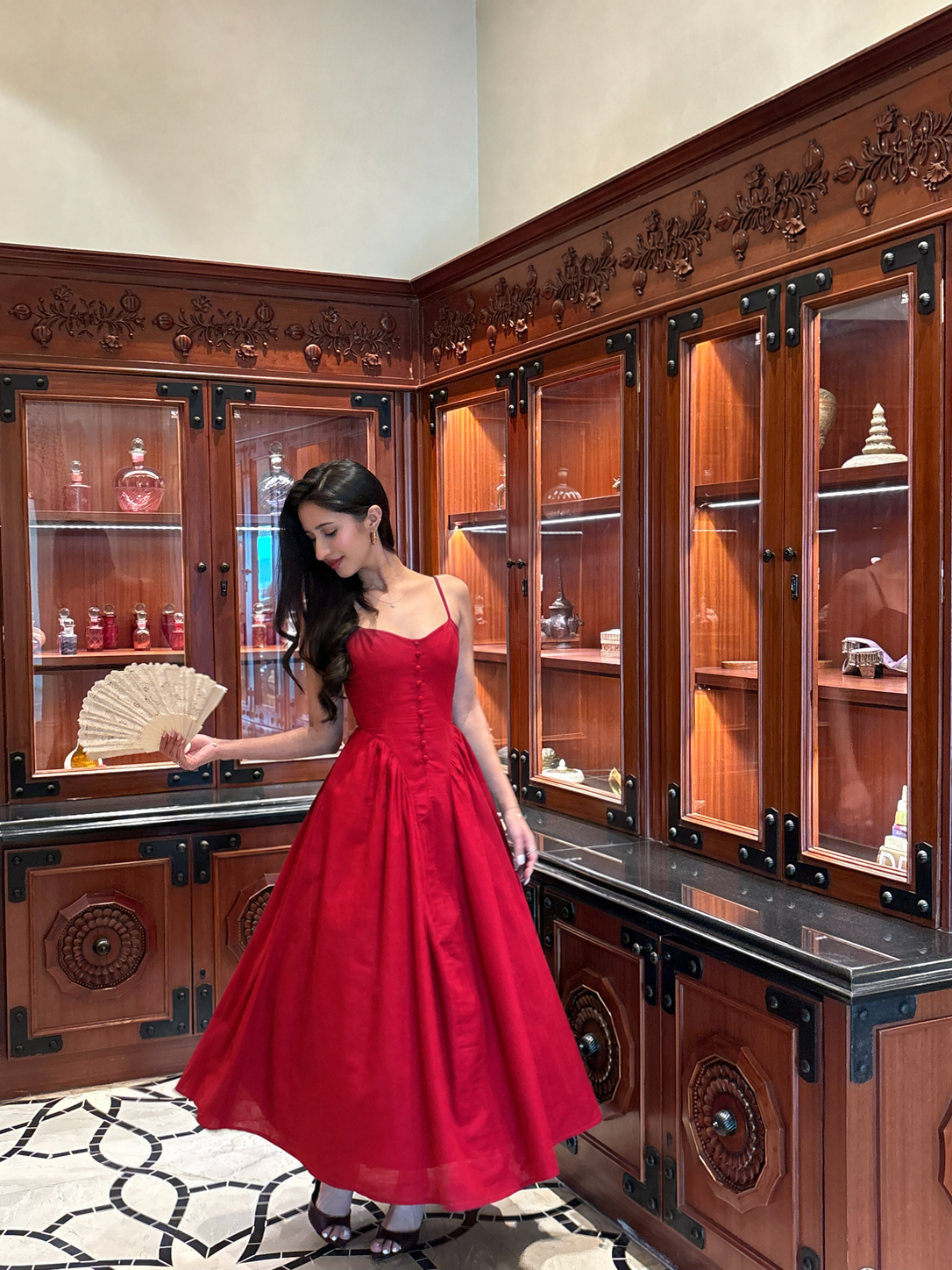 Rosalina Corset Princess Dress in Crimson - SAMPLE