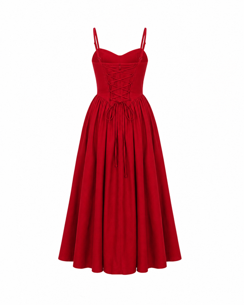 Rosalina Corset Princess Dress in Crimson - SAMPLE