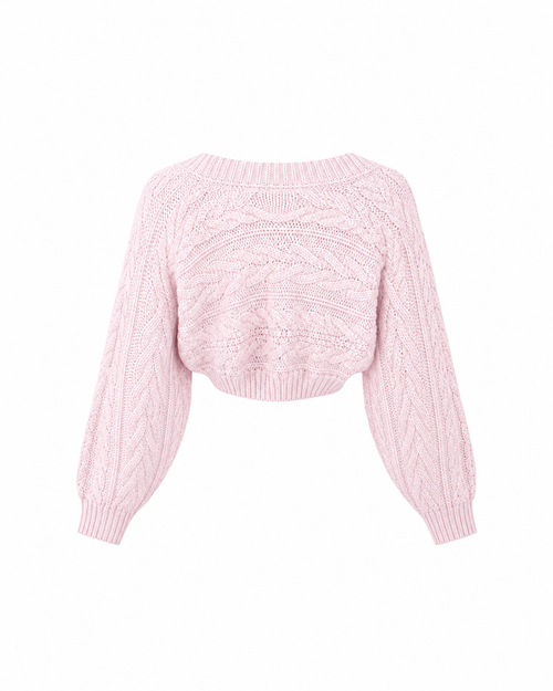 Cable Knit Bolero in Blush