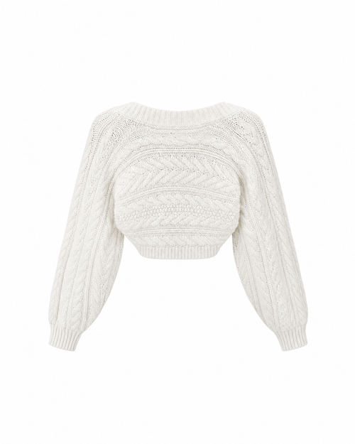 Cable Knit Bolero in Cream