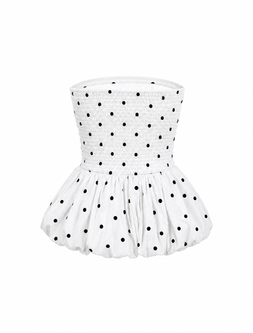 Bubble Top in White Polka Dot - SAMPLE