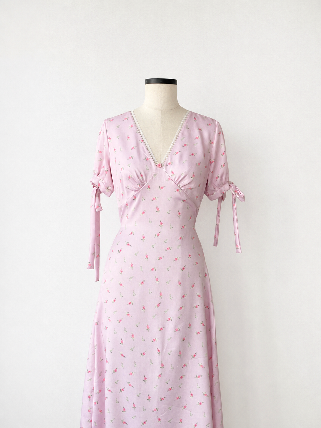 Lucine Satin Dress in Pink Floral - SAMPLE