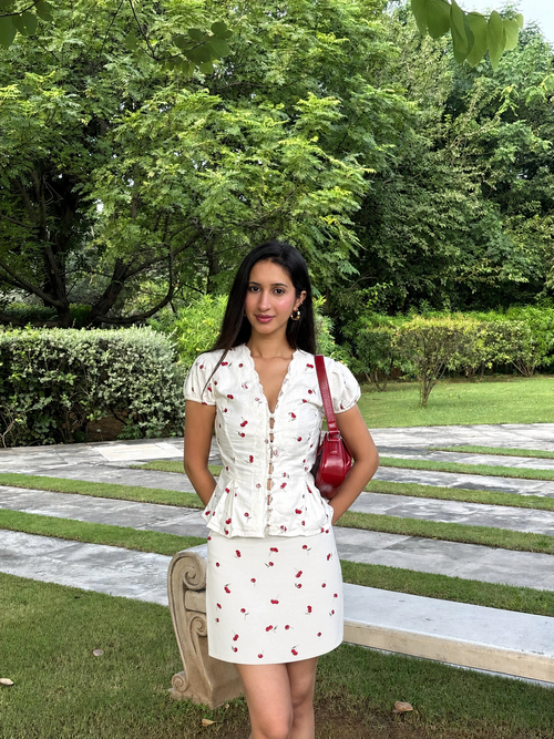 Eleanor Mini Skirt in Cherry