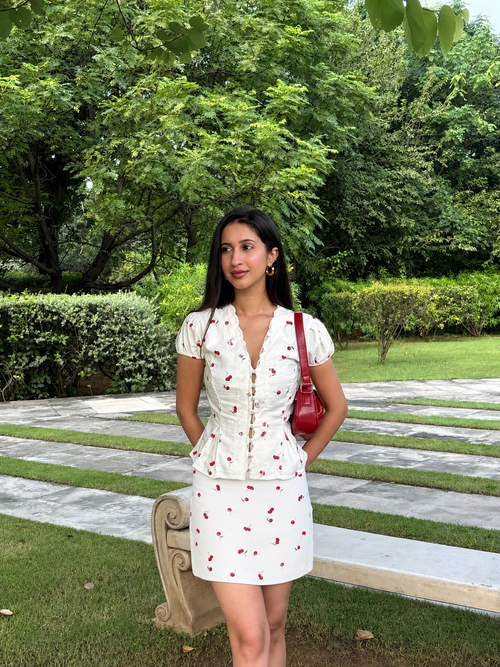 Eleanor Mini Skirt in Cherry