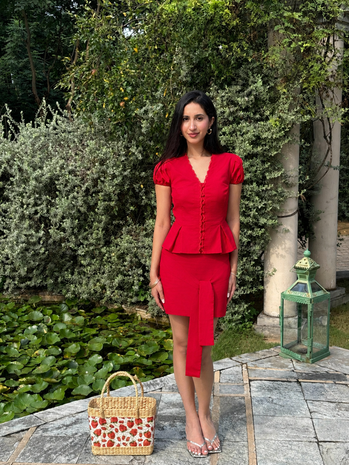 Eleanor Mini Skirt in Crimson