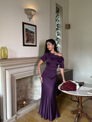 Celine Satin Skirt in Violet - PREORDER