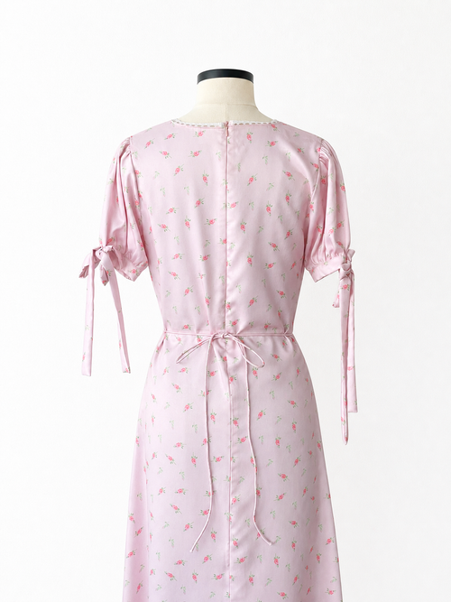 Lucine Satin Dress in Pink Floral - SAMPLE
