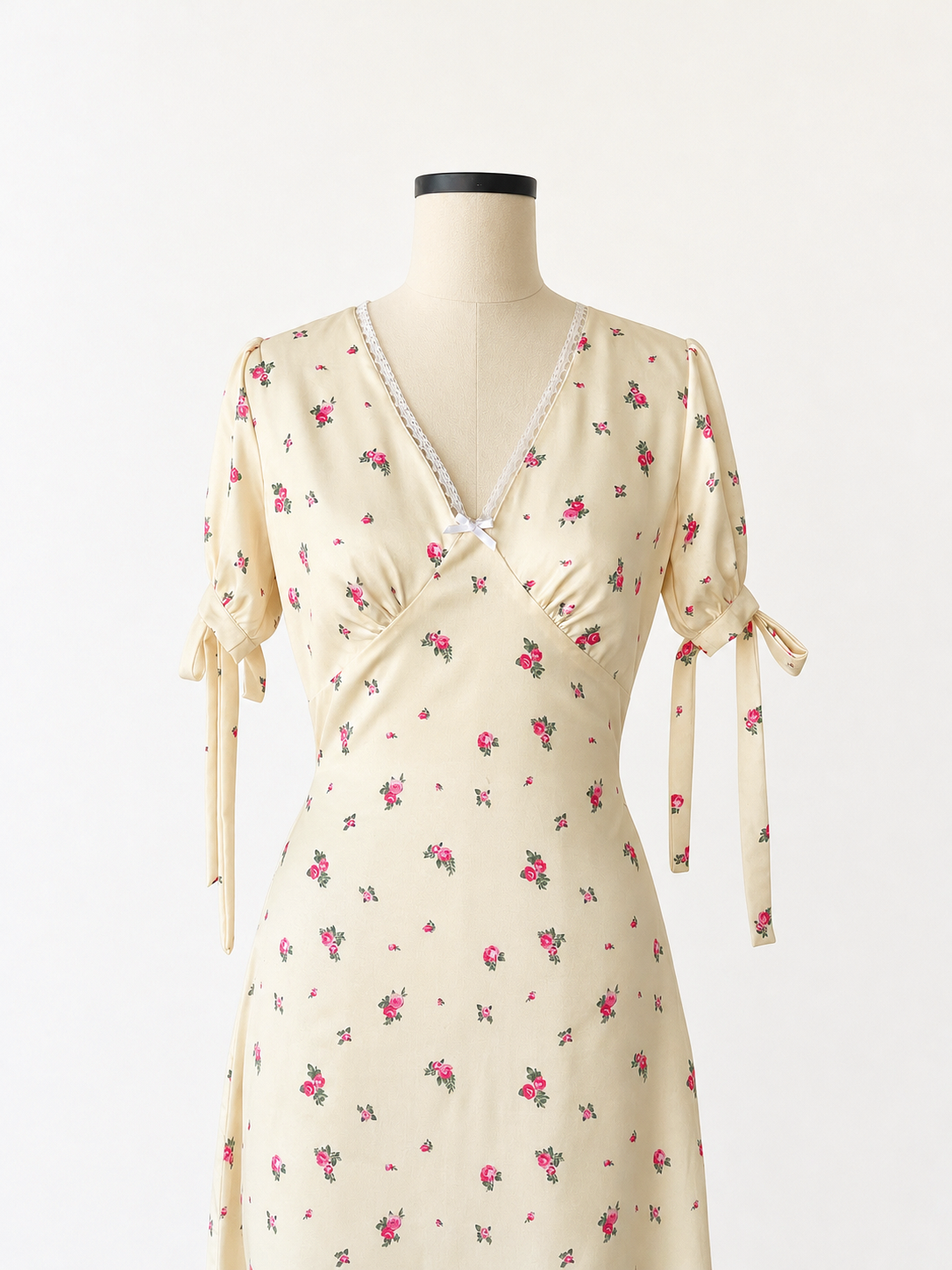 Lucine Satin Dress in Yellow Floral - SAMPLE