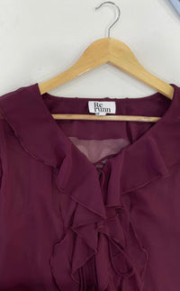 Juliette Ruffle Top in Burgundy