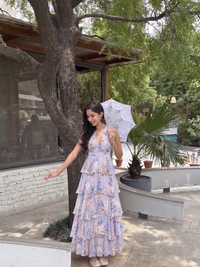 Arabelle Frill Dress in Grey Floral