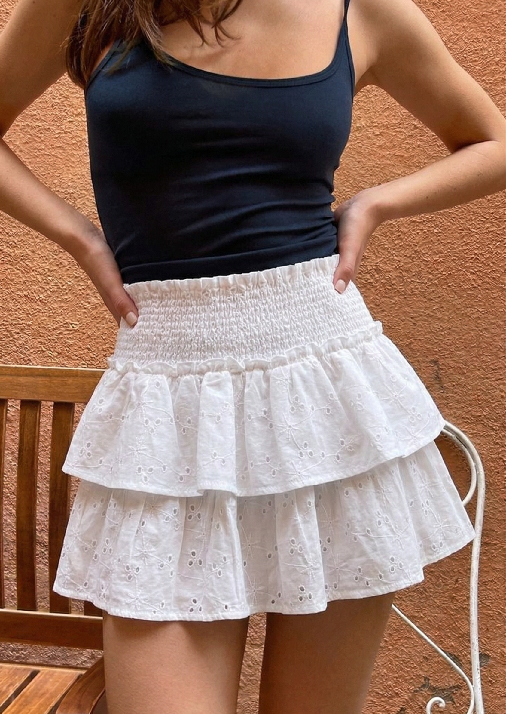 Bella Eyelet Skort in White