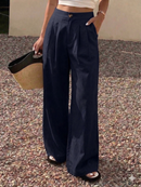 Gigi Classic Linen Pants in Navy