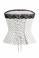 Florence Lace Top in White Polka Dot